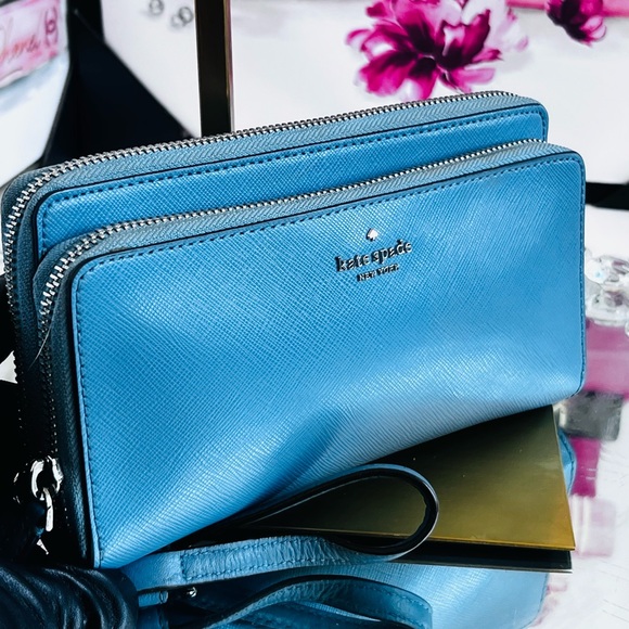kate spade Handbags - Kate Spade Blue leather double compartment Wallet